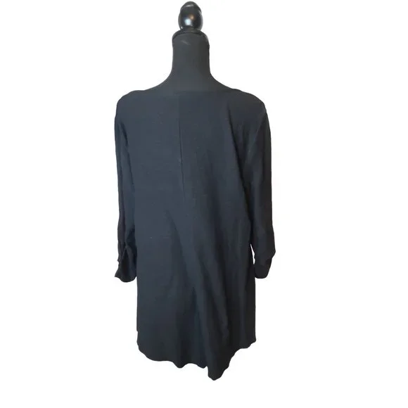 NWOT Style & Co Cotton/ Linen Blend Black Tunic Pullover V Neck Top Size L - Picture 6 of 11